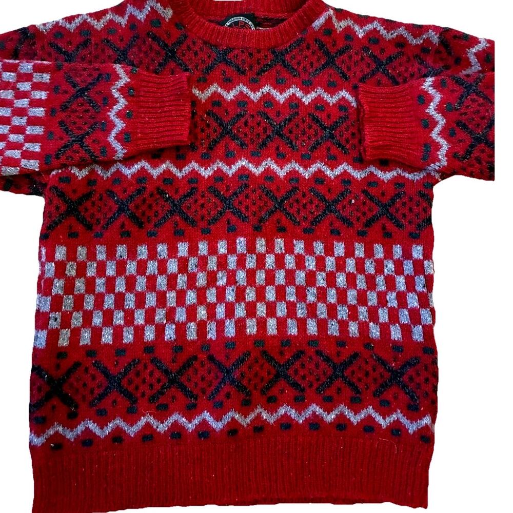 Vintage Alps Ski Sweater Mens XL Wool Fair Isle Geometric Academia 80s 90s Retro